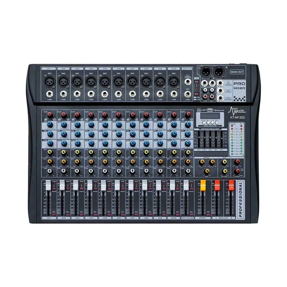Consola mezcladora Audio Master KT-M1202 de 12 canales