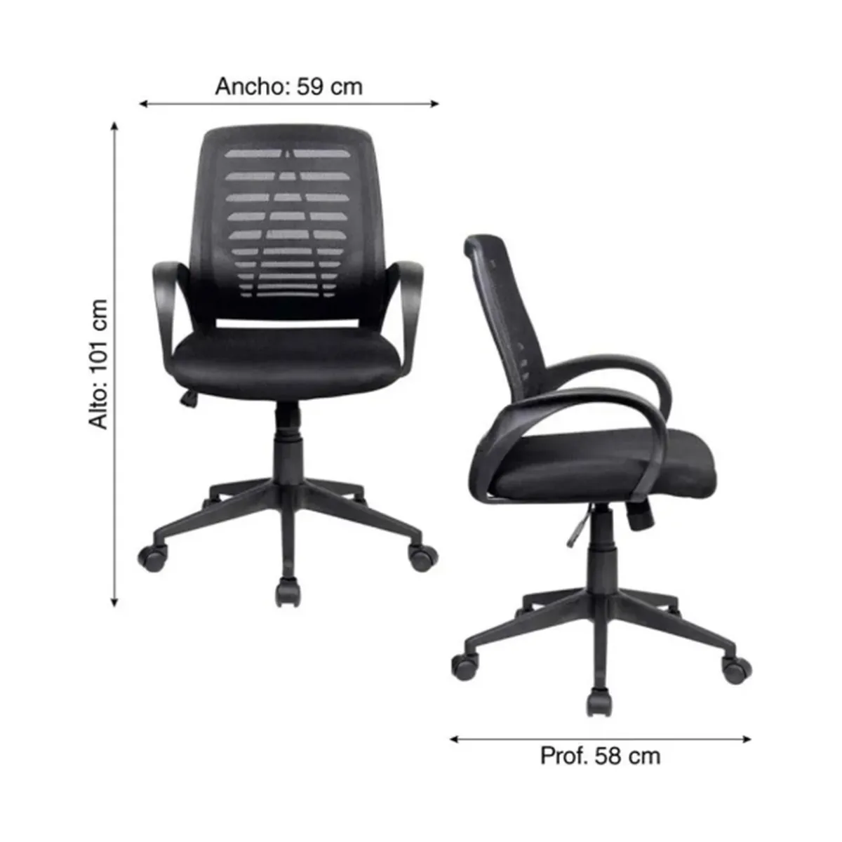 Silla de oficina giratoria Orange de malla con apoyabrazos